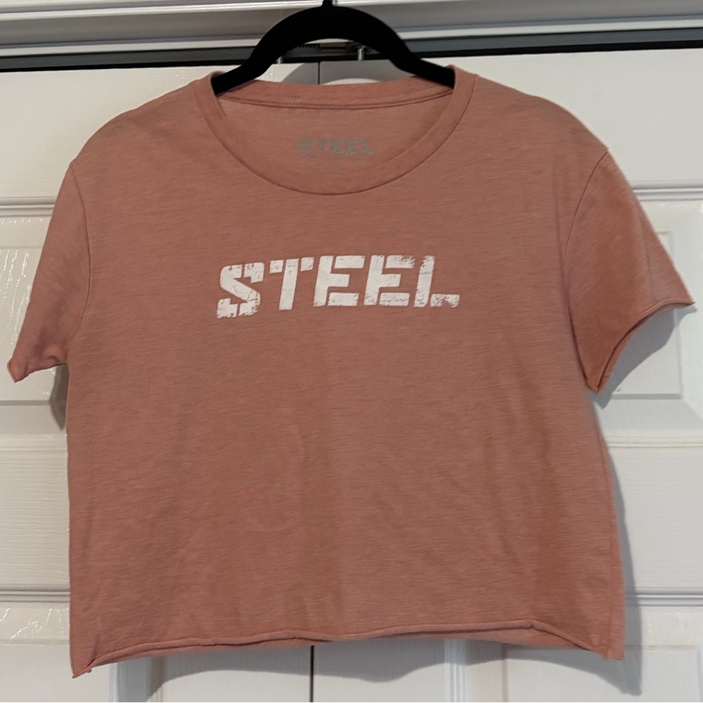 🤯 5/$20 Steel Graphic Crop Top in Pink